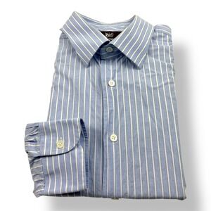 Hickey Freeman‎ New York Mens 16 Blue White Striped Long Sleeve Button Up Shirt